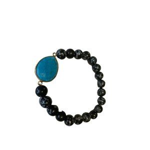 Turquoise with Natural Black Obsidian Bracelet